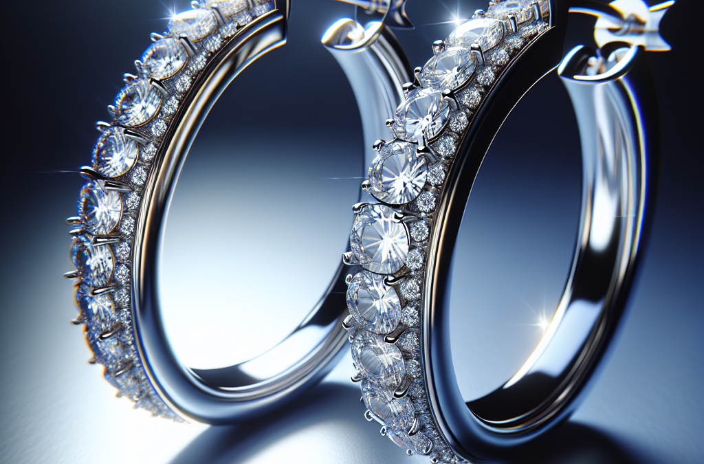 What are hoop earrings with diamonds in white gold?