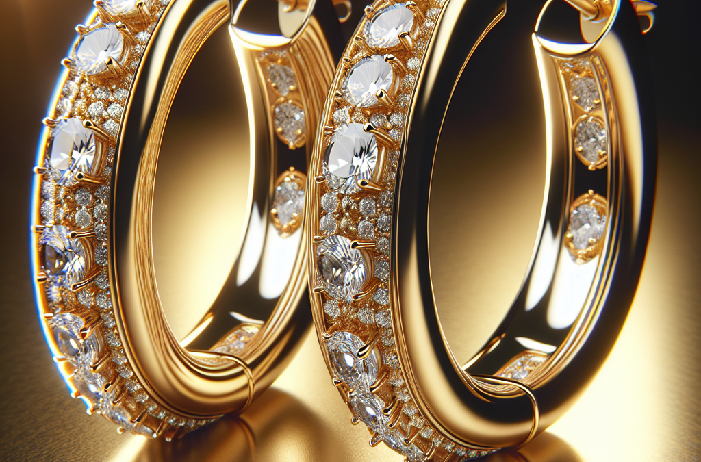 What are yellow gold and diamond hoop earrings?