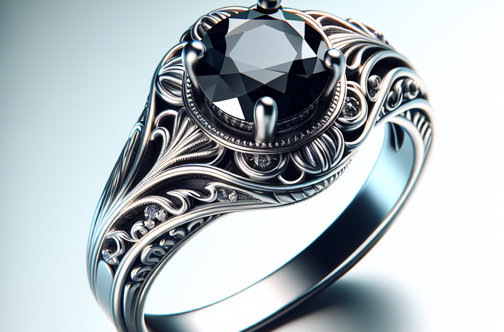 What is a black diamond sterling silver engagement ring?