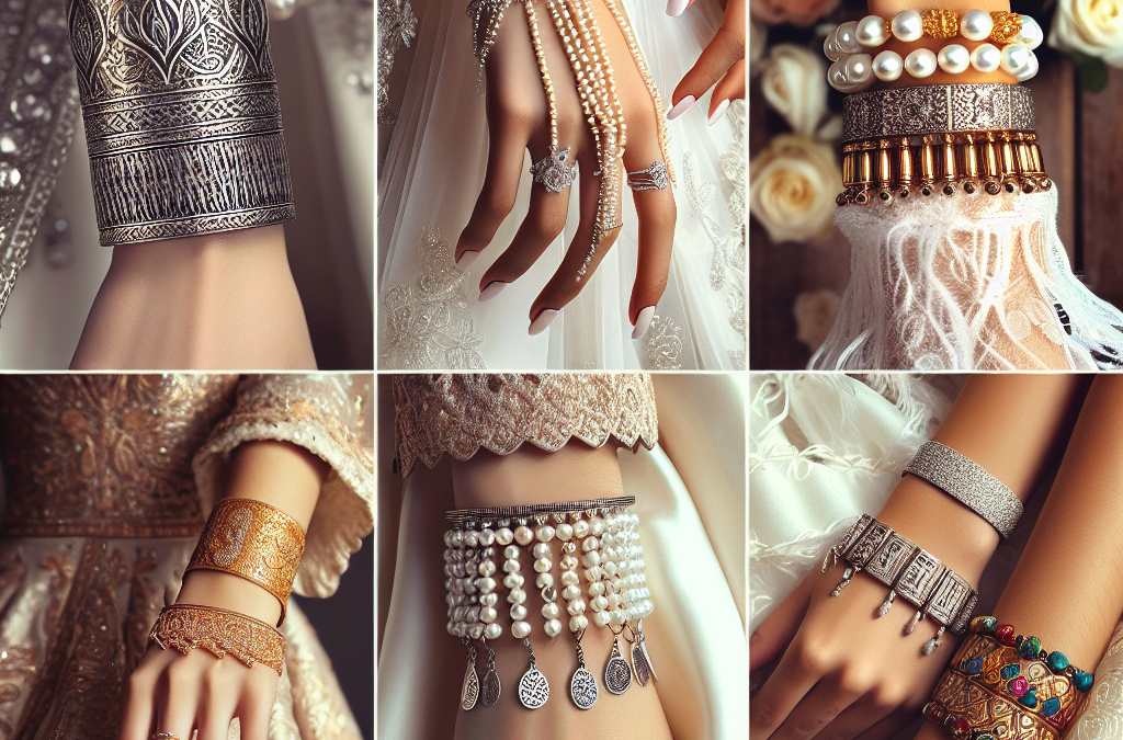 What styles of bracelets are worn as bridal jewelry?